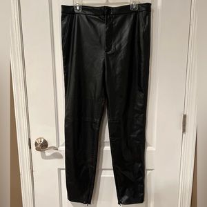 Zara Faux Leather pants NWOT front snap button ankle zippers black sz XL